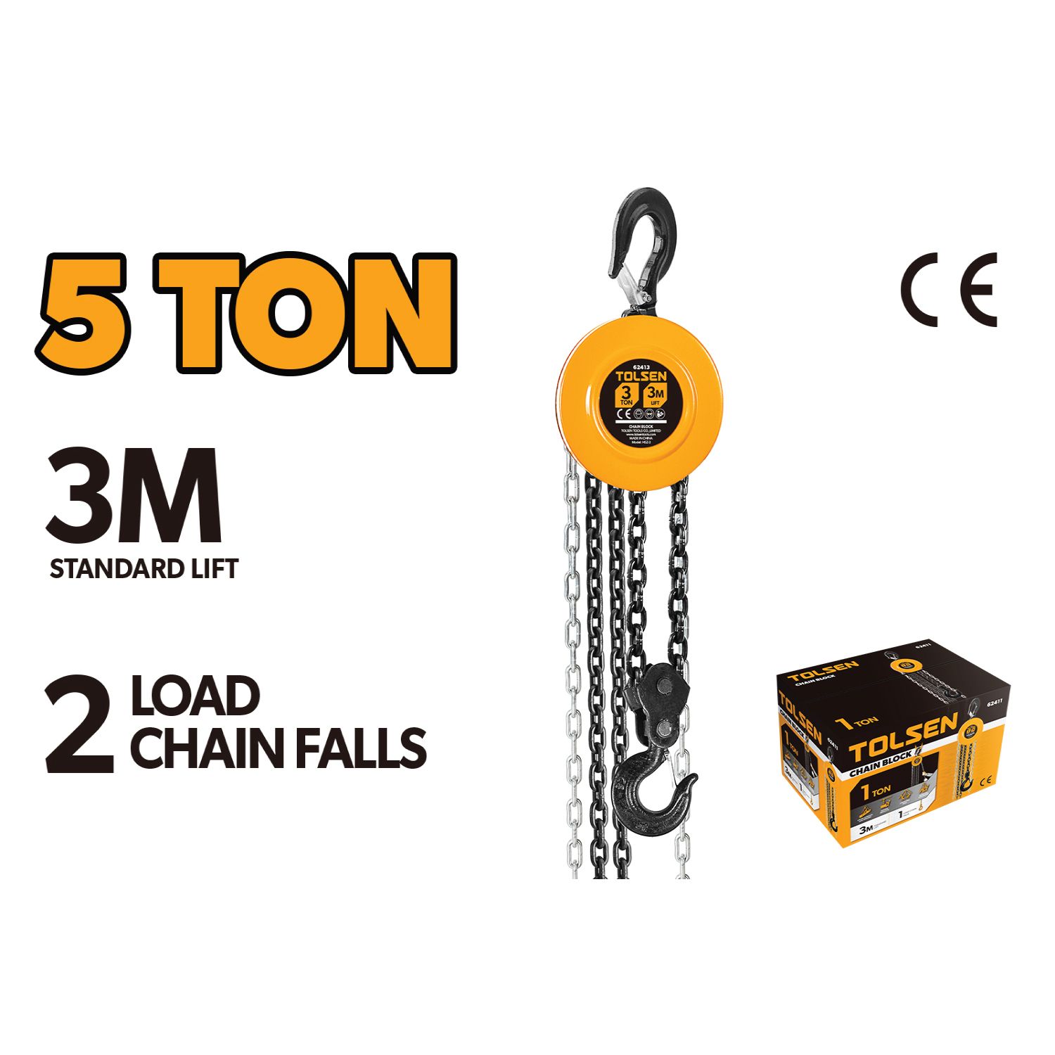 Palan a chaine 5Ton 3M 62414 TOLSEN