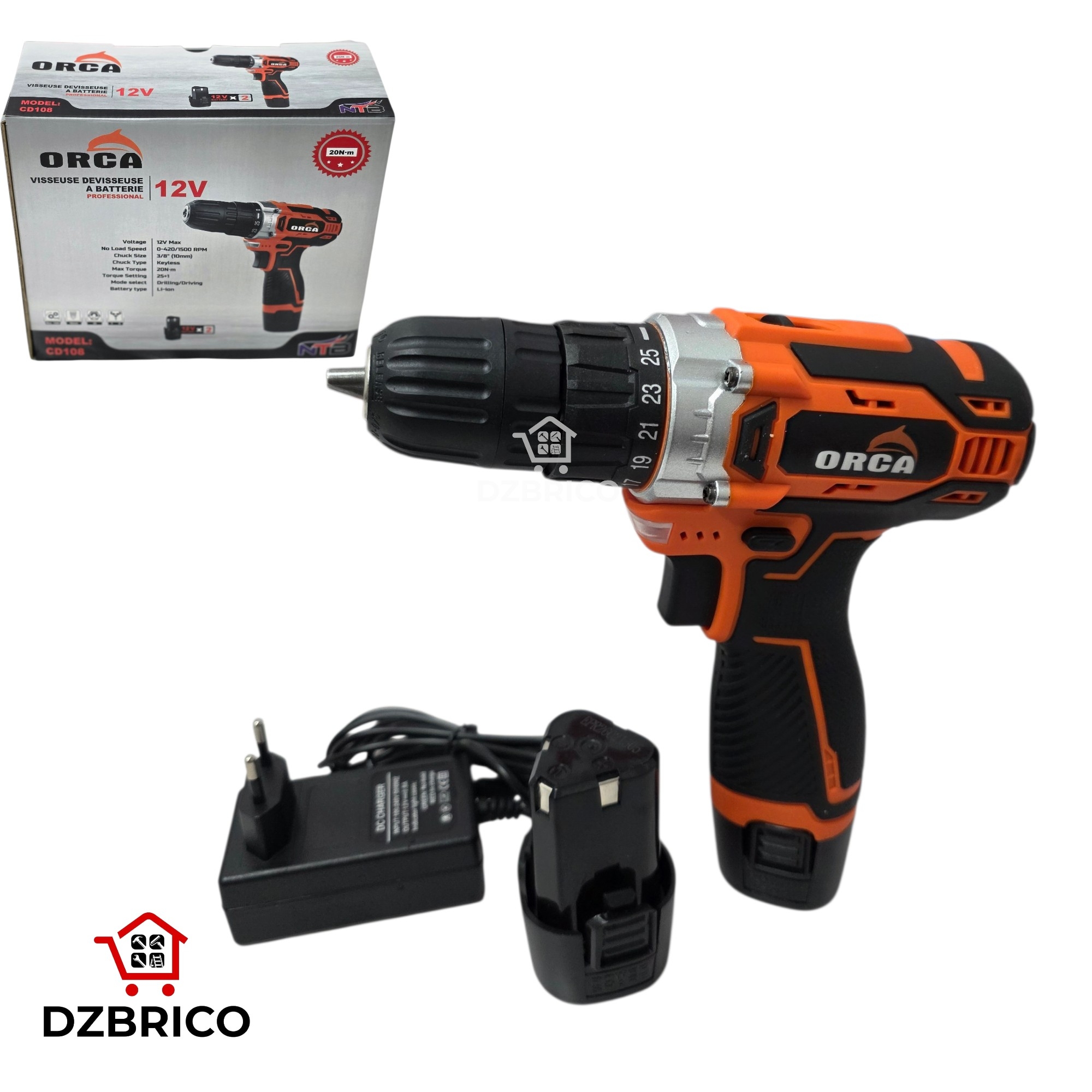 Visseuse Perceuse double batterie  12V  ORCA