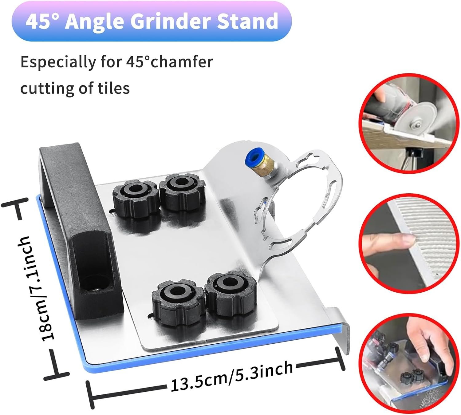 Support découpage carreaux d'angle 45° pour meuleuse d'angle (tronçonneuse) SFT