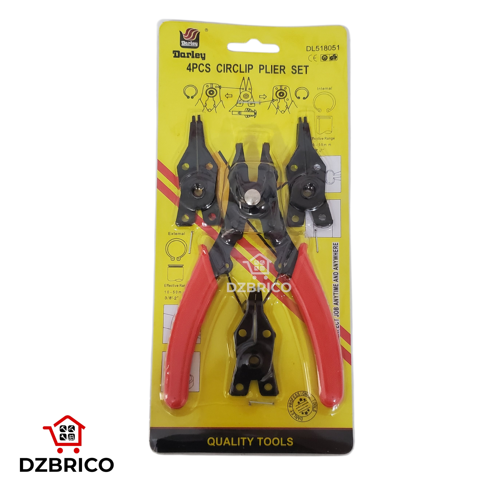 Kit 4 en 1 Pince à Circlips Avec 45° 90° 180°, 5pcs