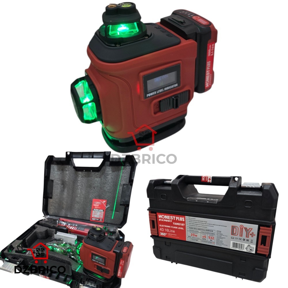 Niveau laser vert 4D 16 lignes 360° HONESTPLUS Expert – YAM0187 HONESTPLUS