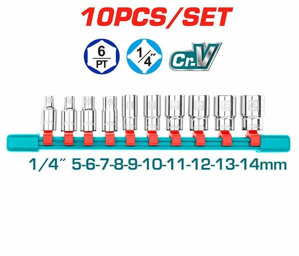Kit jeux de douilles 5-14mm 1/4" TOTAL