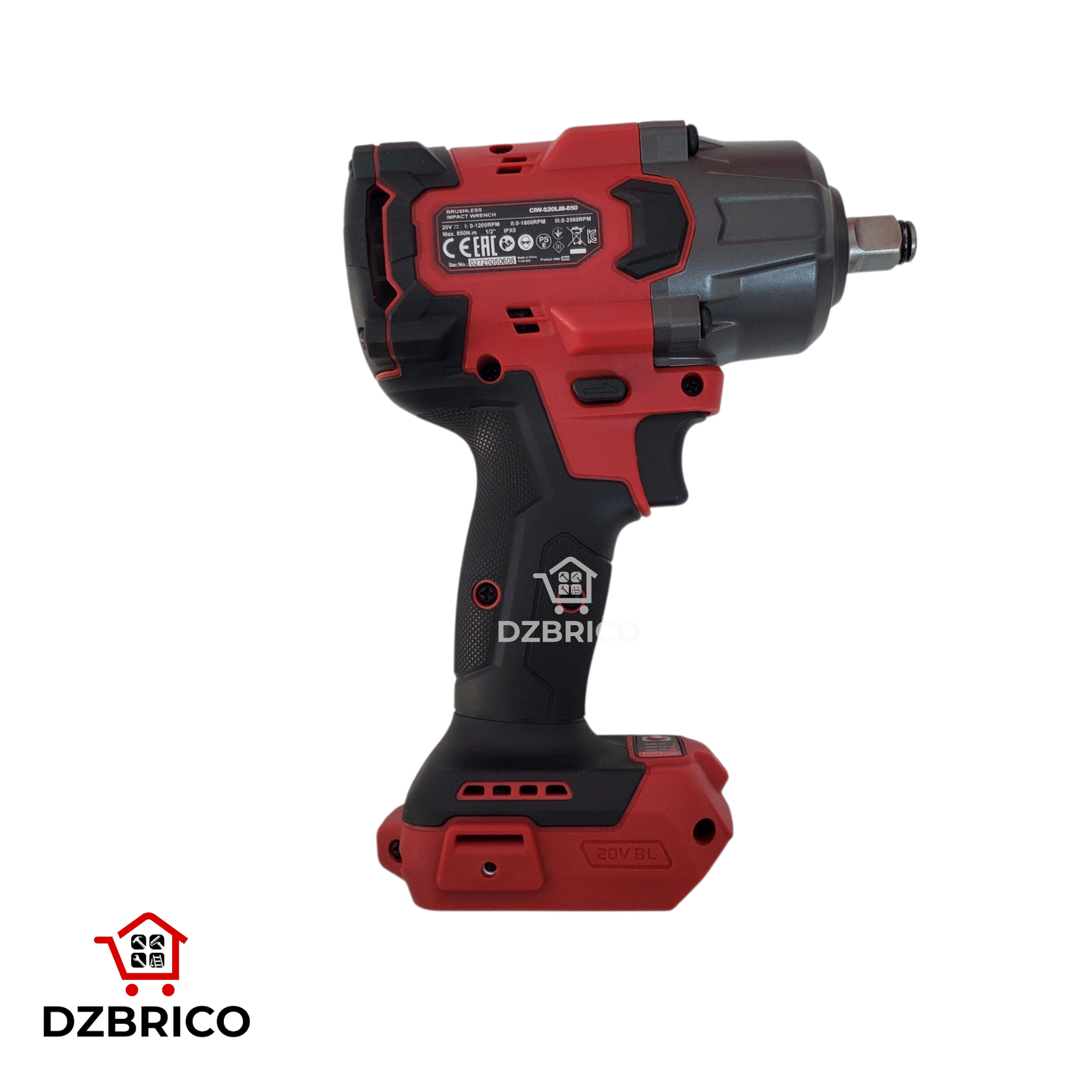 Clé à chocs sans fil 20V solo ( sans batterie ni chargeur) moteur brushless 850Nm WORCRAFT