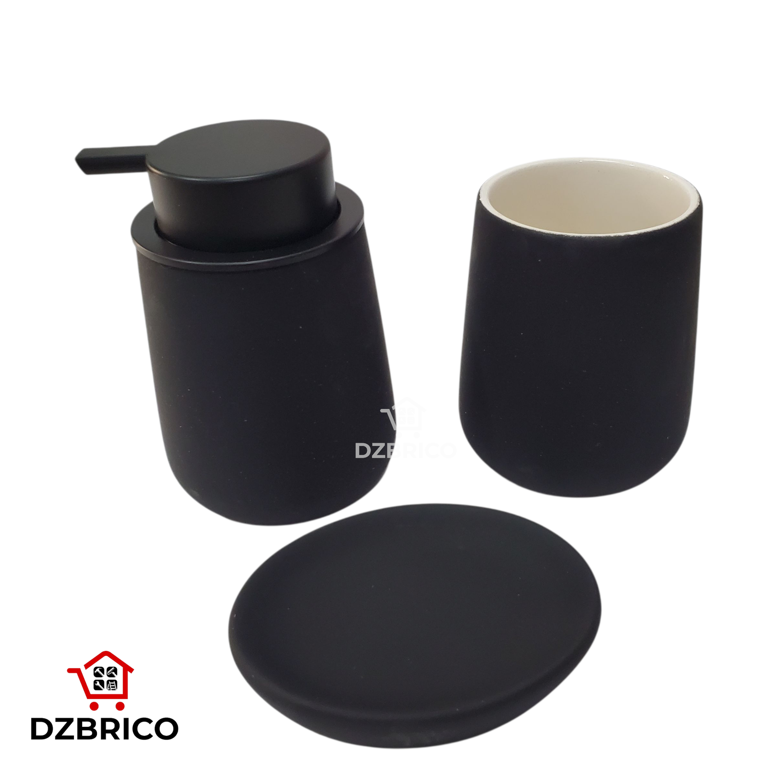 Ensemble d'Accessoires de Salle de Bain 3 Pièces en Céramique (noir)