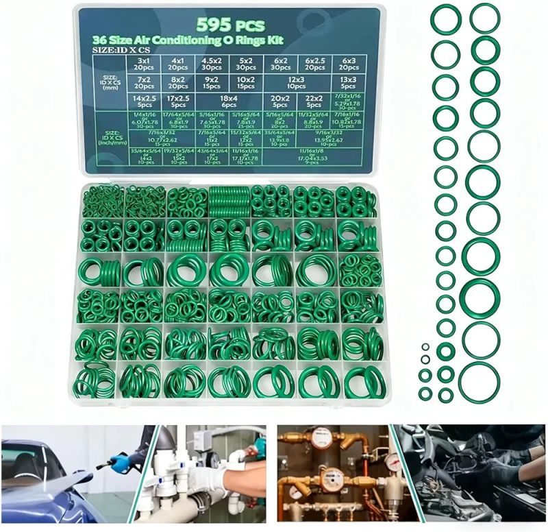 Kit De Joints Toriques Pour Auto AC,595 Pièces Accessoires Réparation Auto Caoutchouc | Kit De Joints Toriques Pour Climatisation Automobile - Pour Compresseur Et Réparation Étanchéité SFT