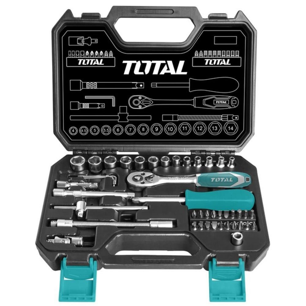 Caisse Douille cliquet 45 Pieces TOTAL