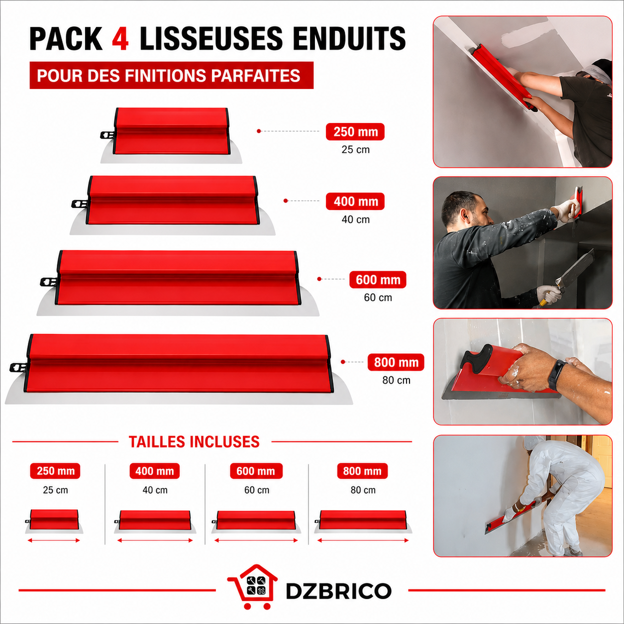 Pack Promo de 4 lisseuse enduit 250-800m SFT