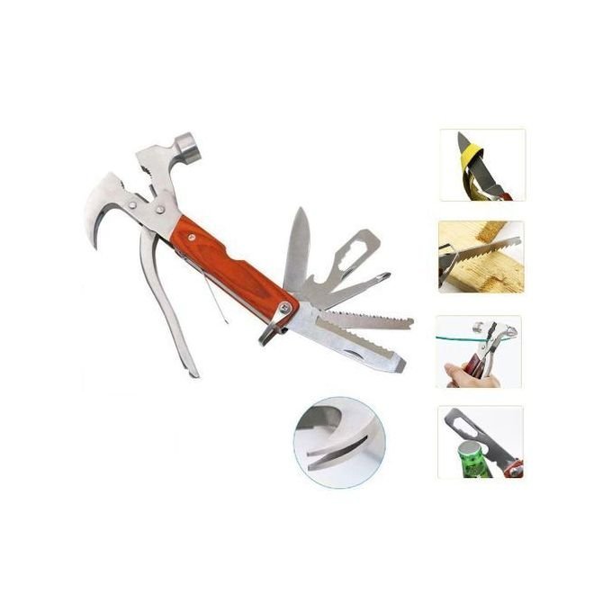 Marteau Multifonction Arrache-Clous Couteau Pince Scie
