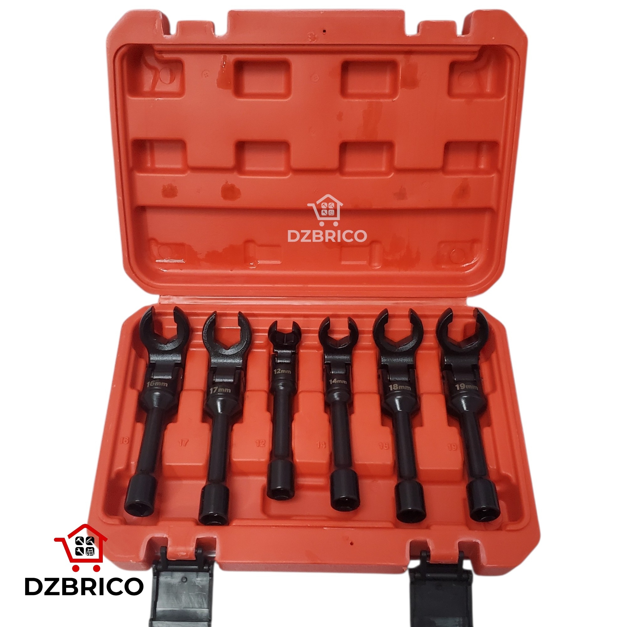 de 6 clés à tête flexible 12 mm-19 mm pour conduites de carburant 3/8" Clé à écrou pied de biche DYNAMO