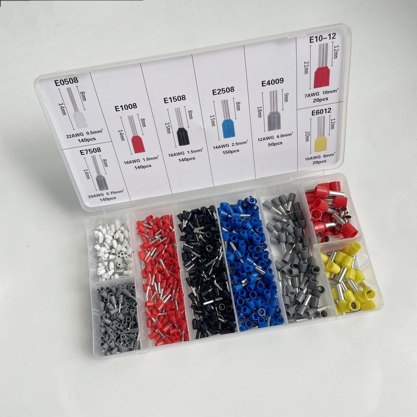 kit d'embouts de câblage (ou cosses électriques) à sertir,1200pcs