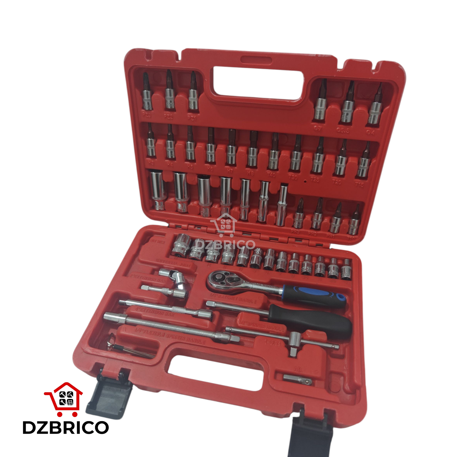 Coffret de douilles a cliquet 1/4" 53 Pièces