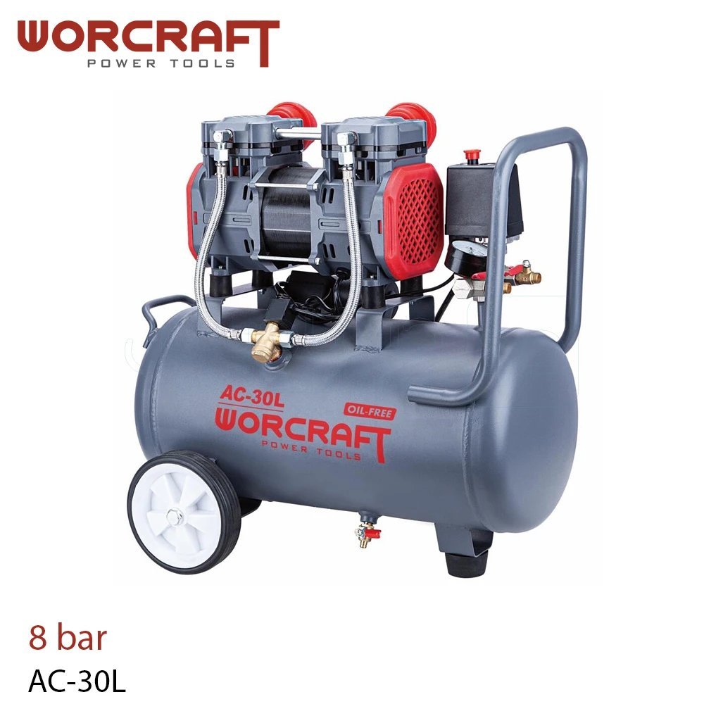 Compresseur d'air silencieux 24L WORCRAFT