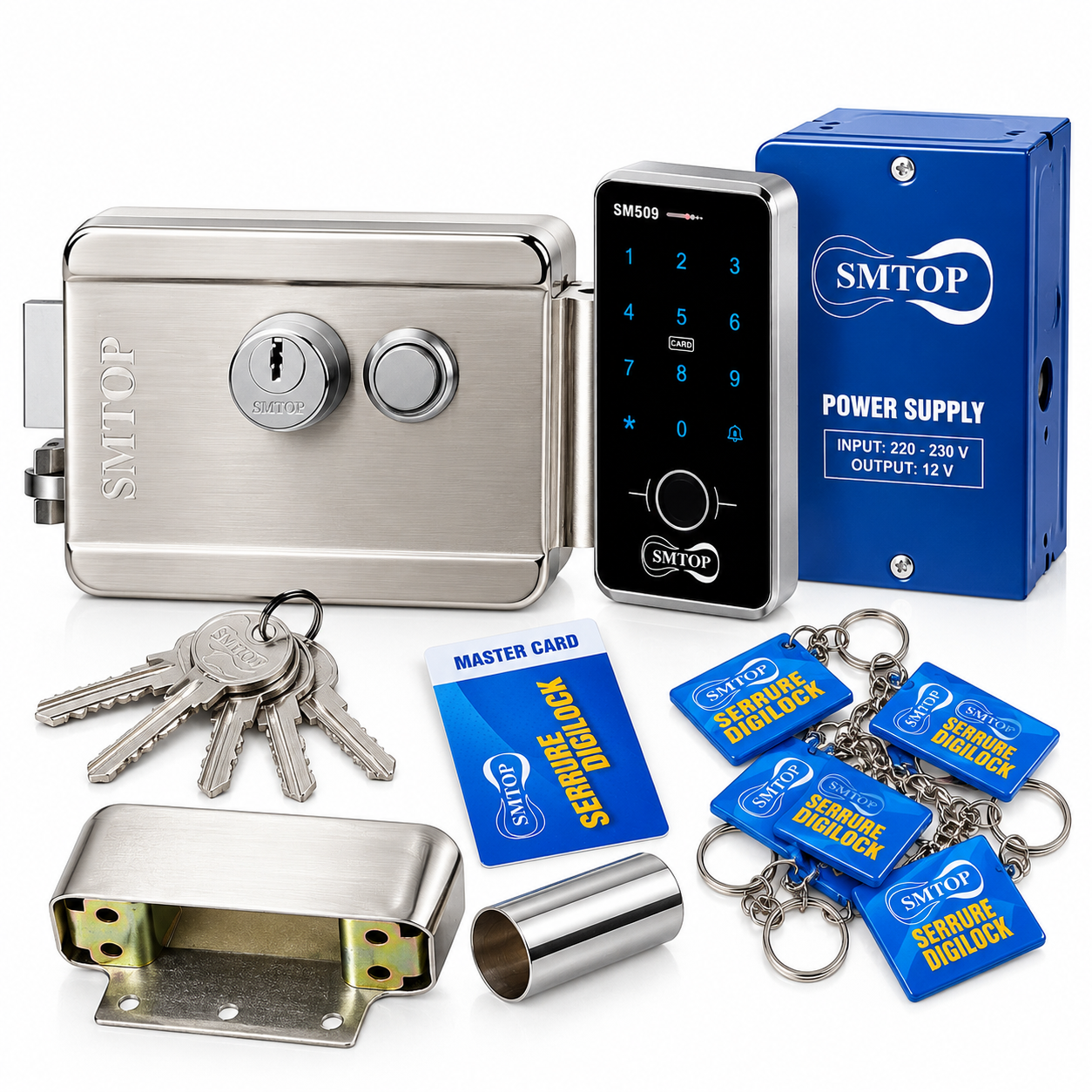 Serrure électrique avec code, carte, empreinte SM509 SMTOP