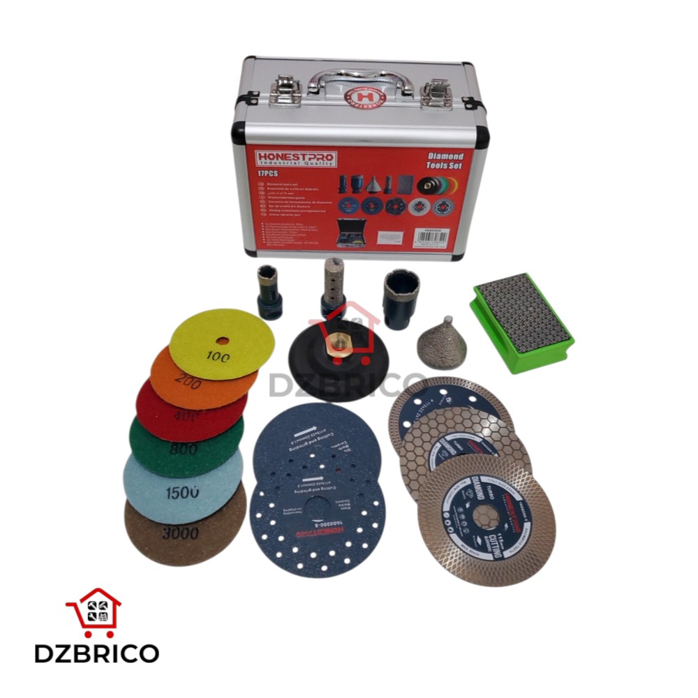Kit d'outils diamantés  17 pièces pour carreleurs YAG0300 HONESTPRO