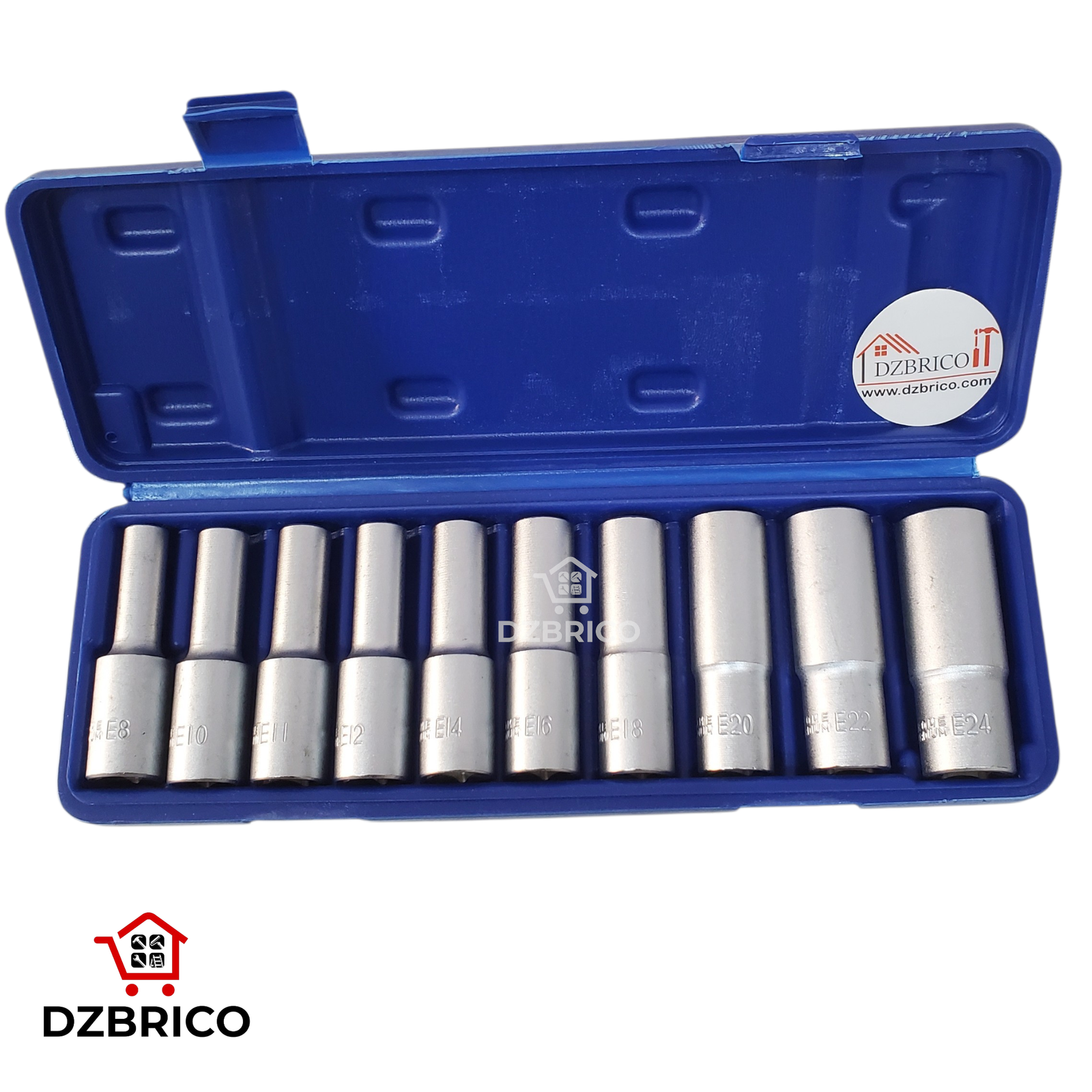 Coffret douilles Torx femelles de 1/2"- 8–24 mm – acier chrome-vanadium – 10 pièces