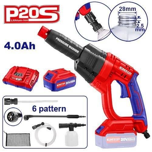Nettoyeur Haute Pression A Batterie 20V 2ah EMTOP