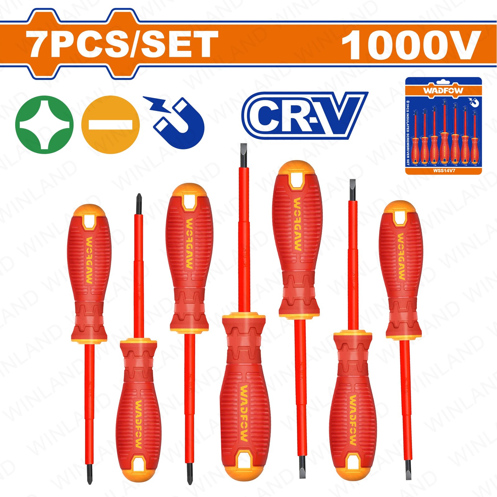 Jeux de tournevis isolée 1000V 7 Pieces WADFOW