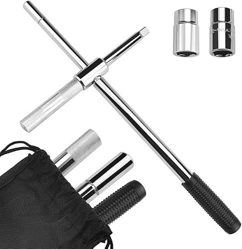 Clé Roue Voiture Extensible Croix Demonte Roue avec 2 Douilles 17/19/21/23mm Clé Demonte Roue Voiture Universel avec Sac de Rangement