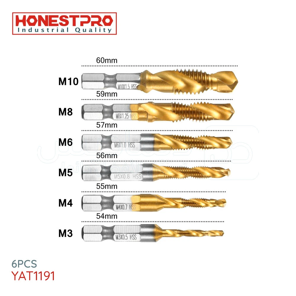 Jeux de meche tarauds 5pcs m3-m10 HONESTPRO