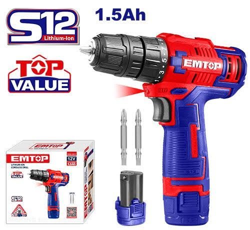 Visseuse Sans-fil A Batterie 12V EMTOP