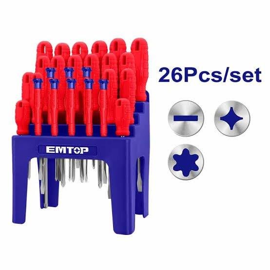 Jeux De Tournevis 26 Pièces avec Support EMTOP