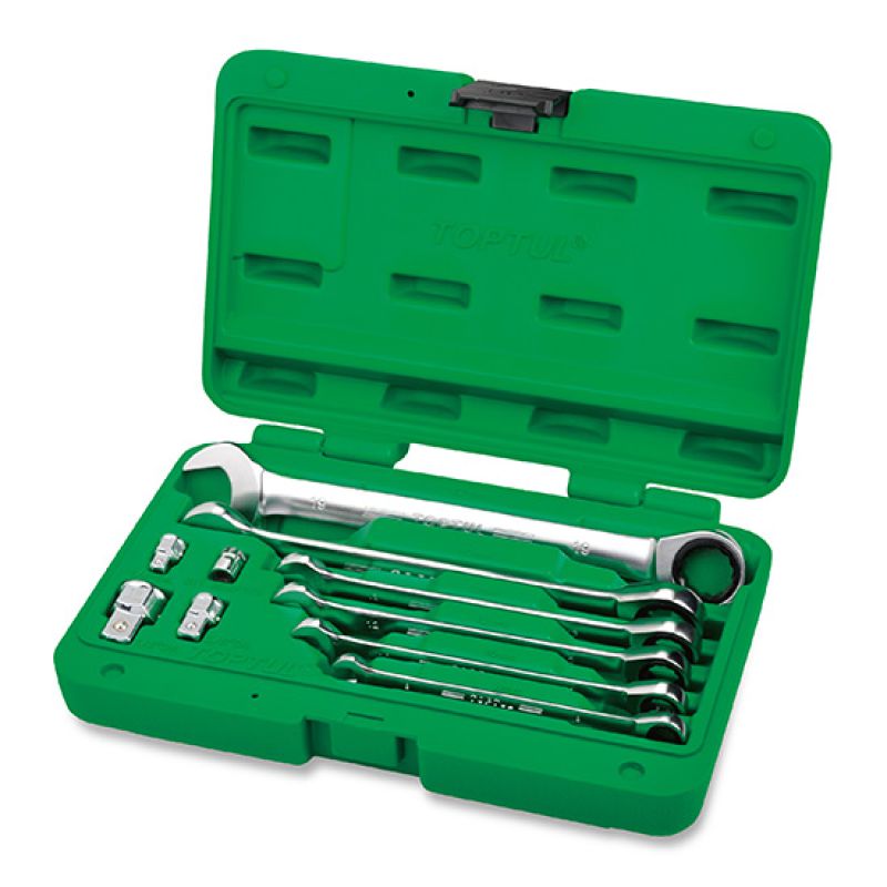 COFFRET DE CLÉ MIXTE 10PCS VERT/ARGENT TOPTUL