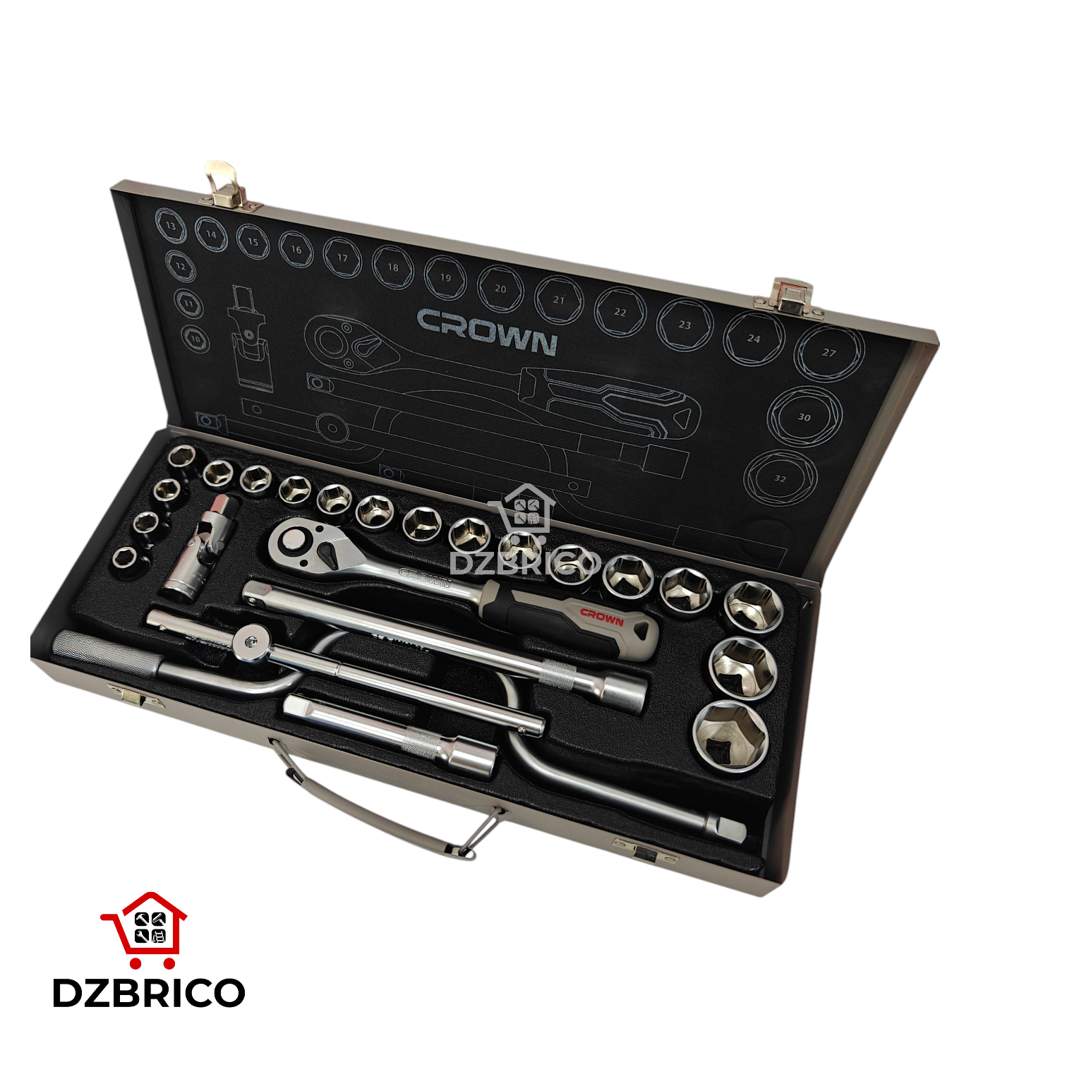 Caisse a douille cliquet 24 pièces CROWN