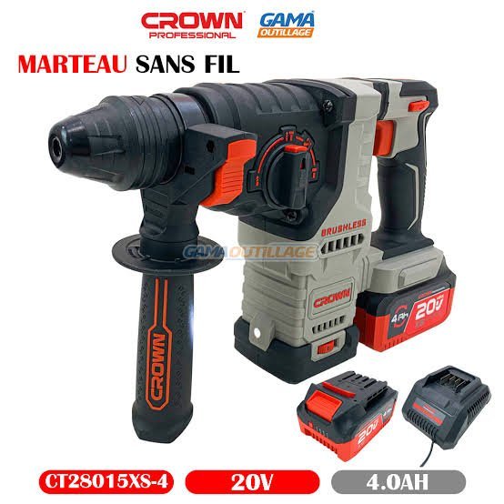 Marteau Perforateur A Batterie 4.0AH CROWN