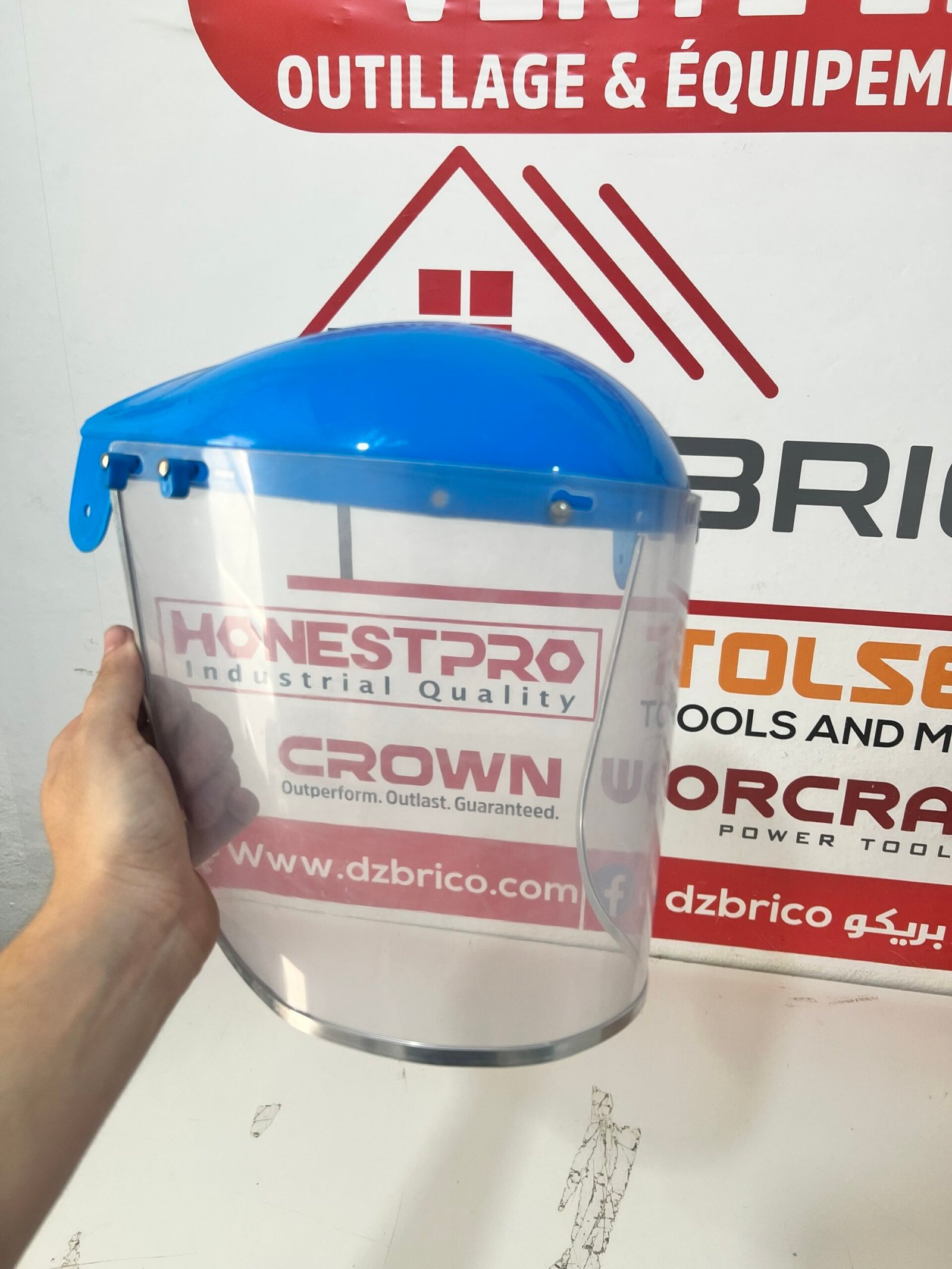 Casque De Protection Avec Visière Bleu