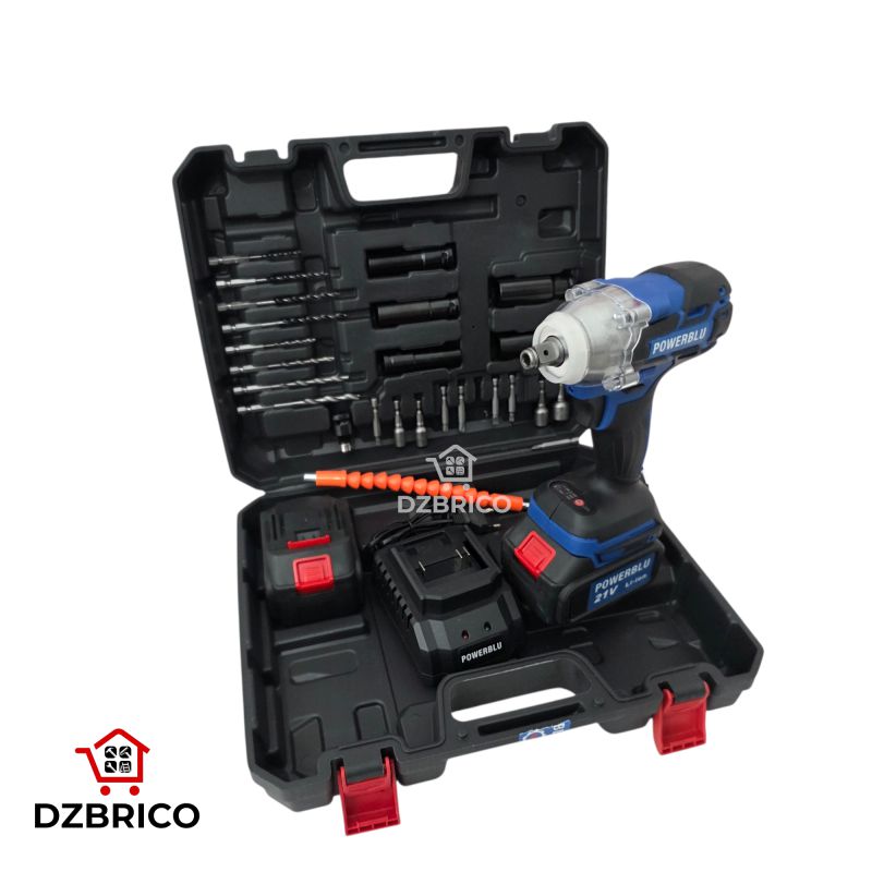 Kit Boulonneuse cle a choc avec embout et douilles 320nm 21v 4.0ah POWERBLU