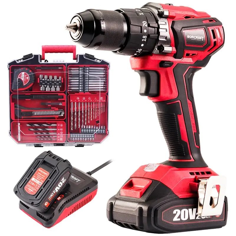 Pack Visseuse Et Perceuse A Batterie 20V 2.0Ah Avec Diver Outils WORCRAFT