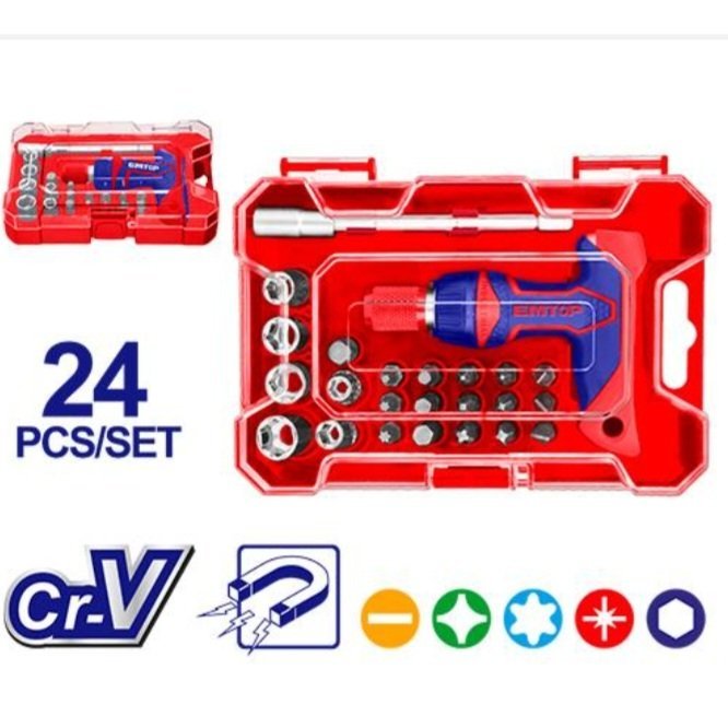 Jeu de tournevis à poignée en T x 24pcs EMTOP