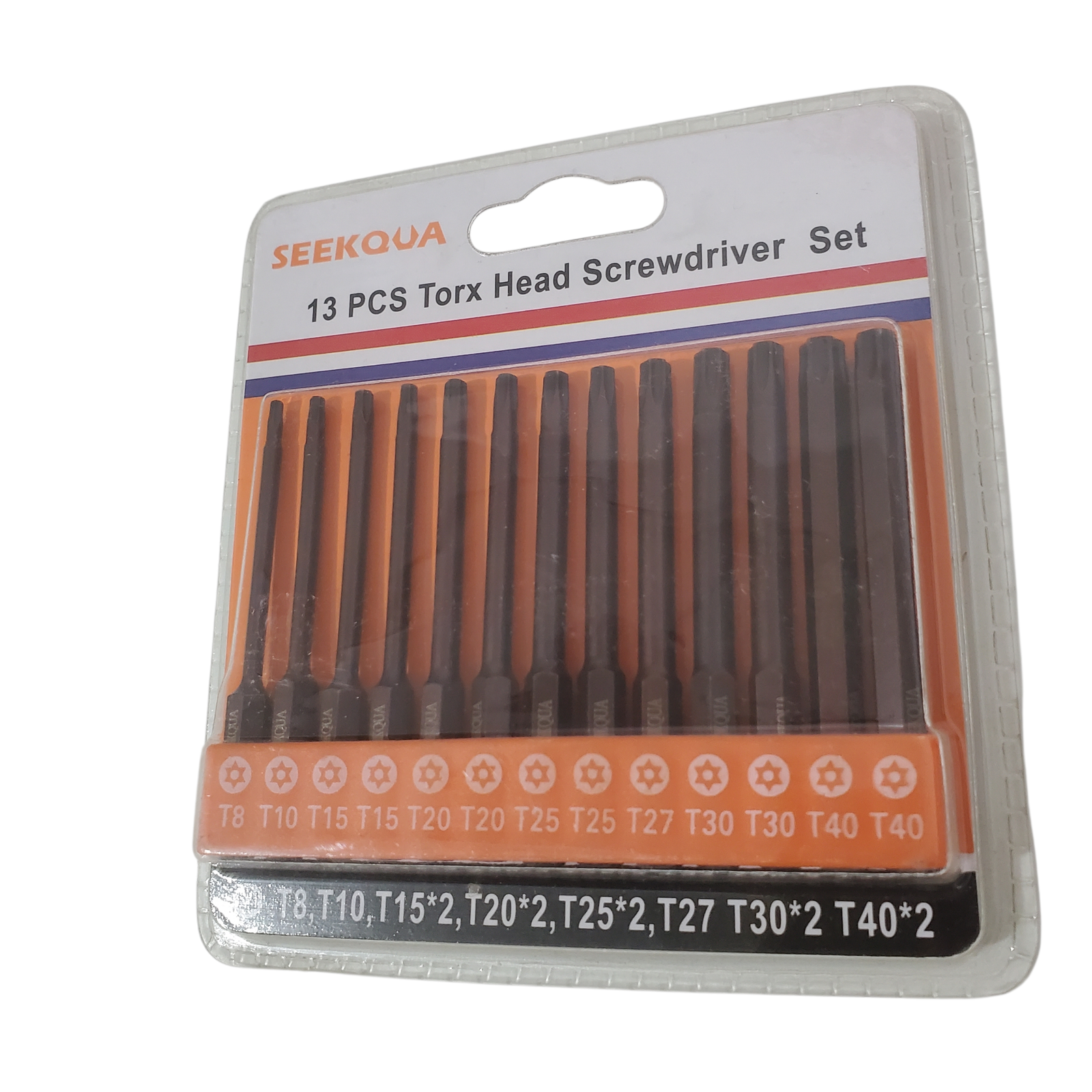 jeu de 13 embouts Torx en acier S2, 13 embouts 75 mm avec trous, T8 T10 T15 T20 T25 T27 T30 T40, pour tournevis et visseuse électrique