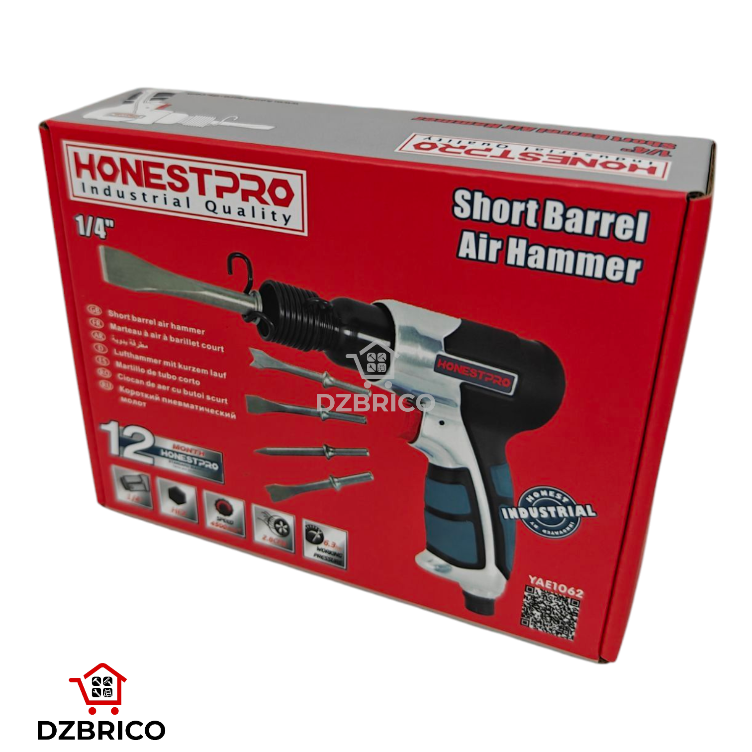 Marteau burineur pneumatique avec 4 burin 1/4" HONESTPRO