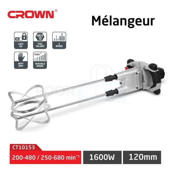Mélangeur Et Melaxeur Double Bras 1600W 120mm CROWN