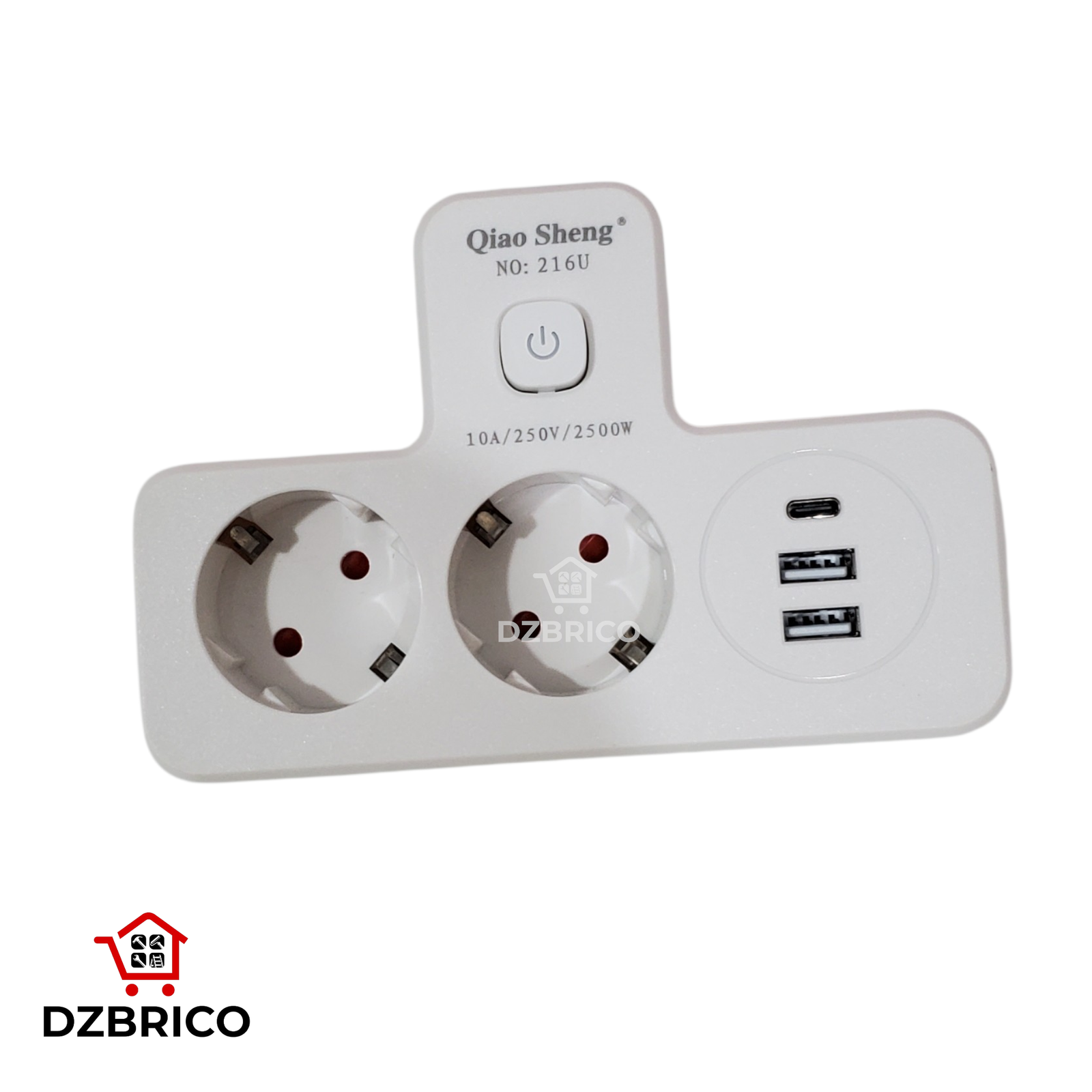 Multiprise 2 Prises avec Interrupteur Individuel, Prise Multiple USB C