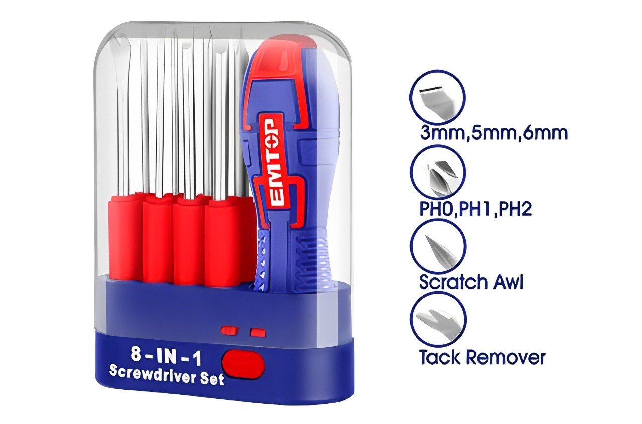 Kit Jeux de tournevis 8en1 EMTOP