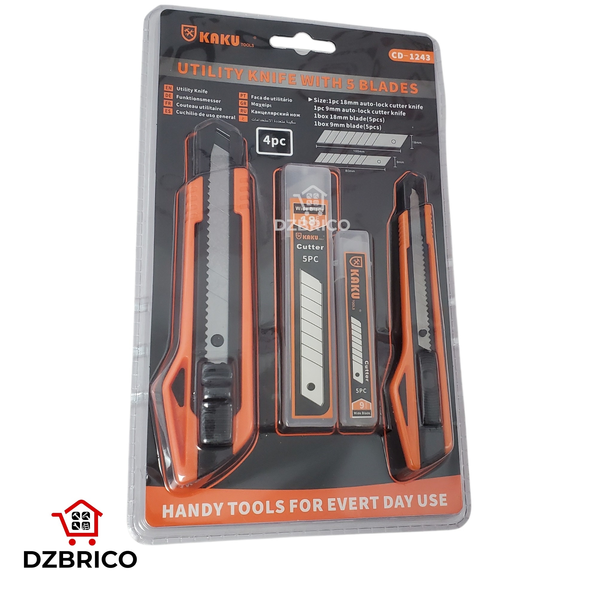 Kit de 4 pièces, 2 couteaux + 2 jeux de rechange, CD-1243
