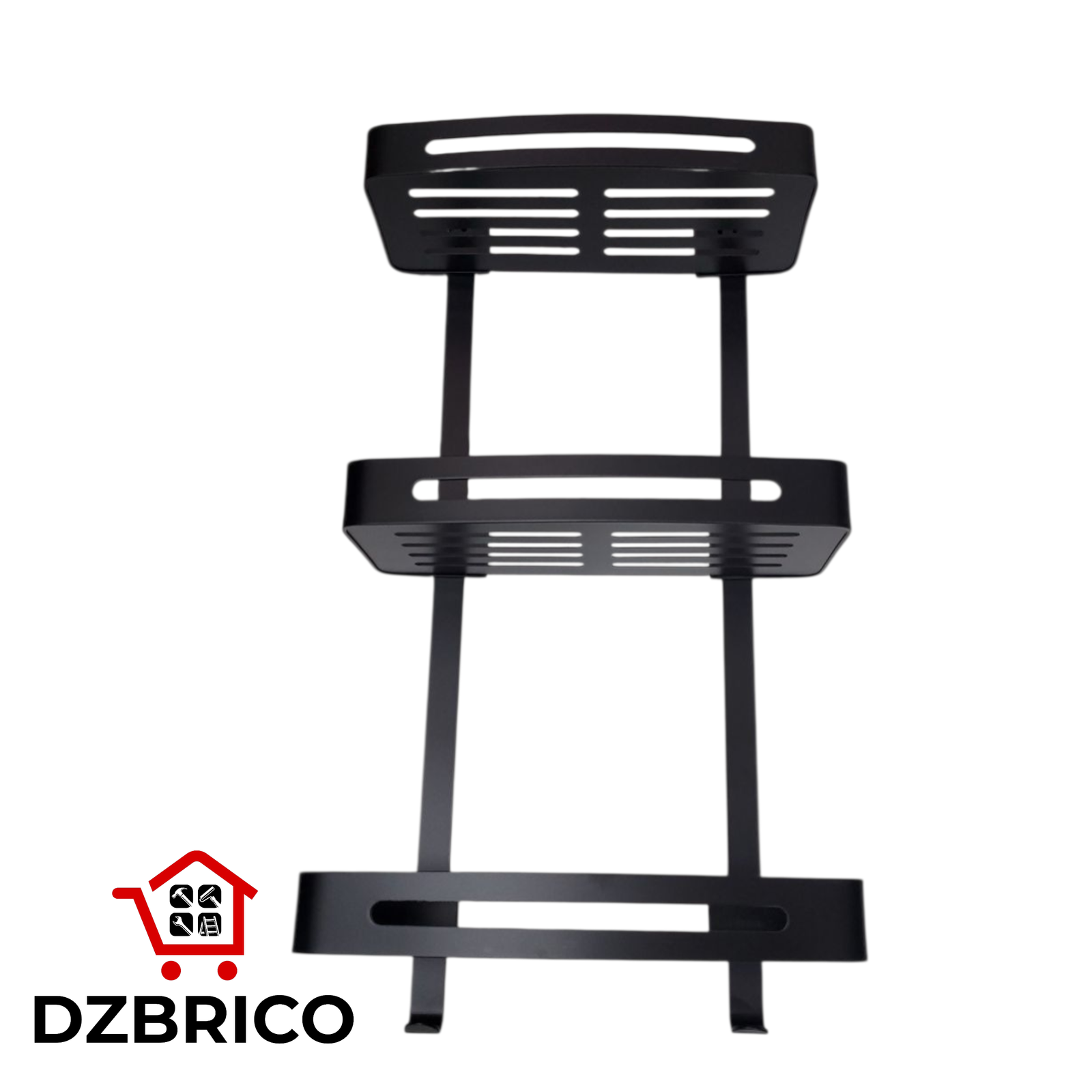Étagère de salle de bain rectangulaire à 3 niveaux  en aluminium (noir)