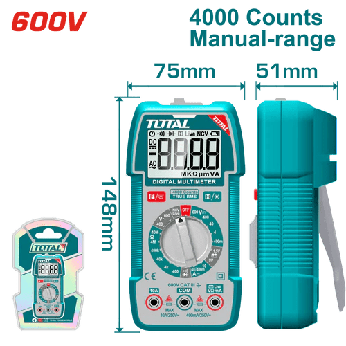 Multimètre TOTAL 600 V DC/AC – Mesures Précises TOTAL