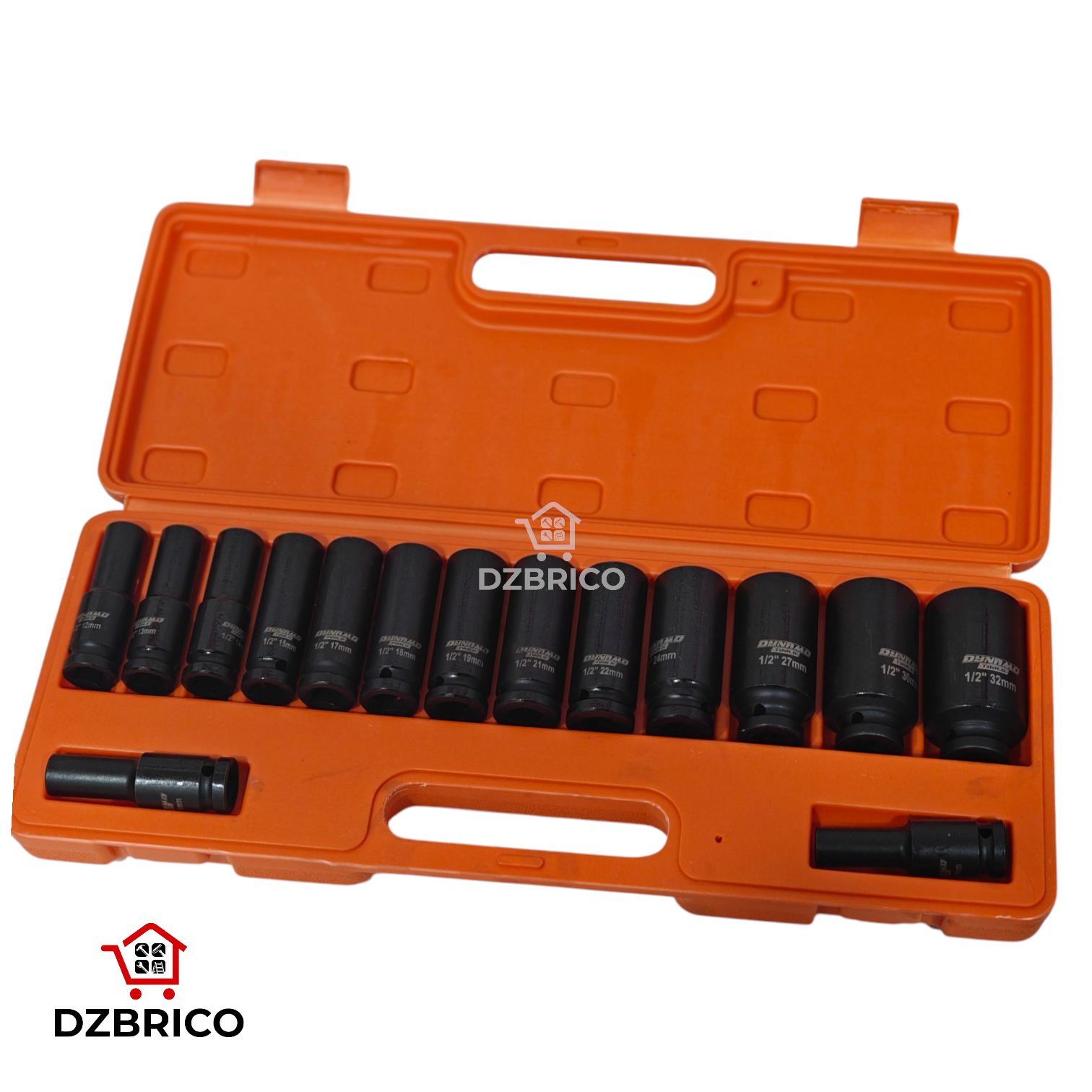 Caisse douille a choc longue 1/2" 15pcs 10-32mm