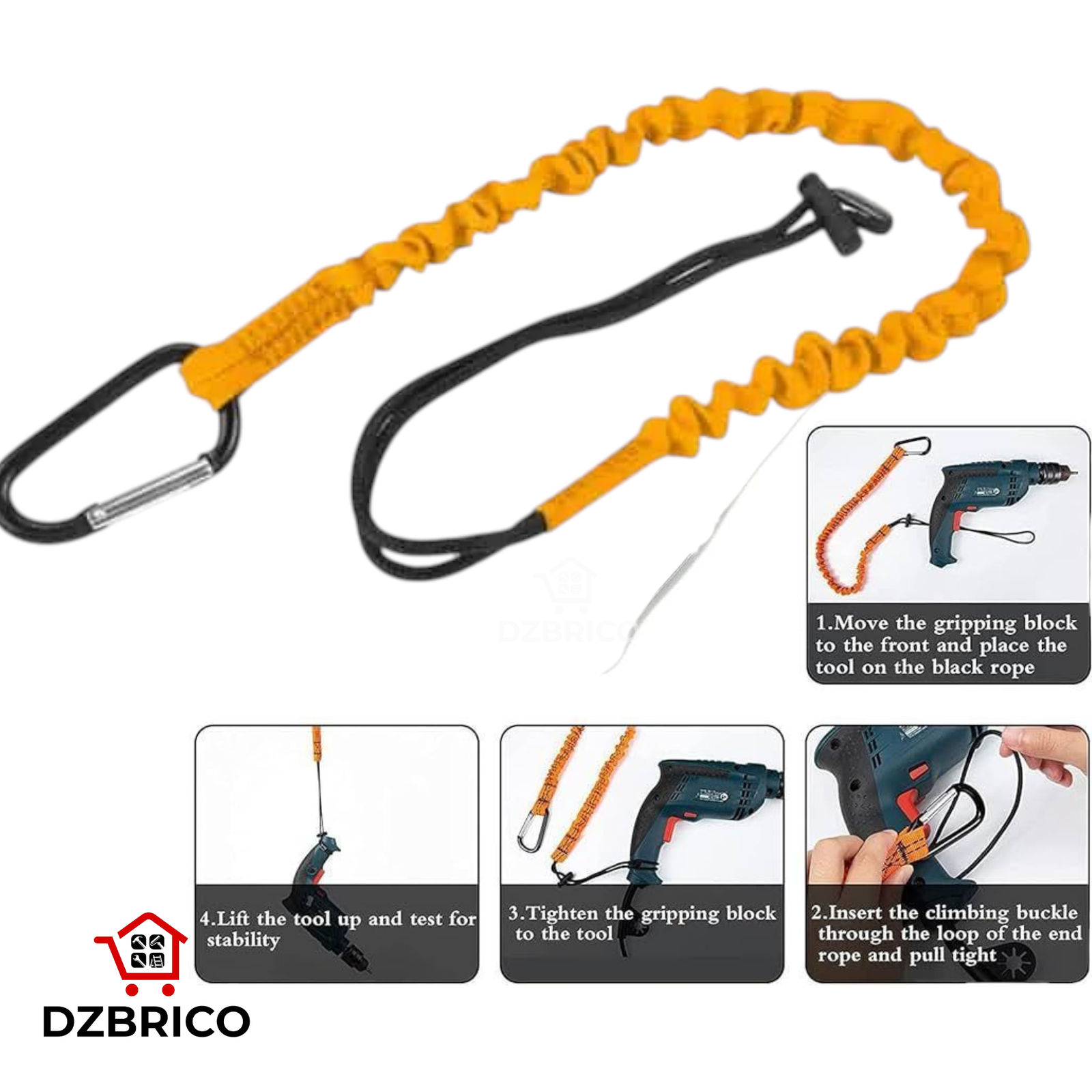 Lanière a outils Élastique 890-1200mm 4.5kg TOLSEN
