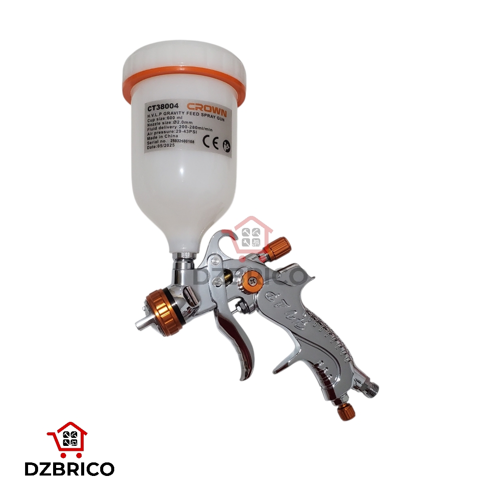 Pistolet à peinture HVLP ,buse 2.0mm ,600ml CT38004 CROWN