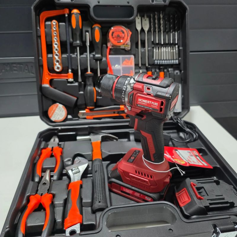 Kit caisse a outils avec visseuse 21v 118pcs HONESTPLUS