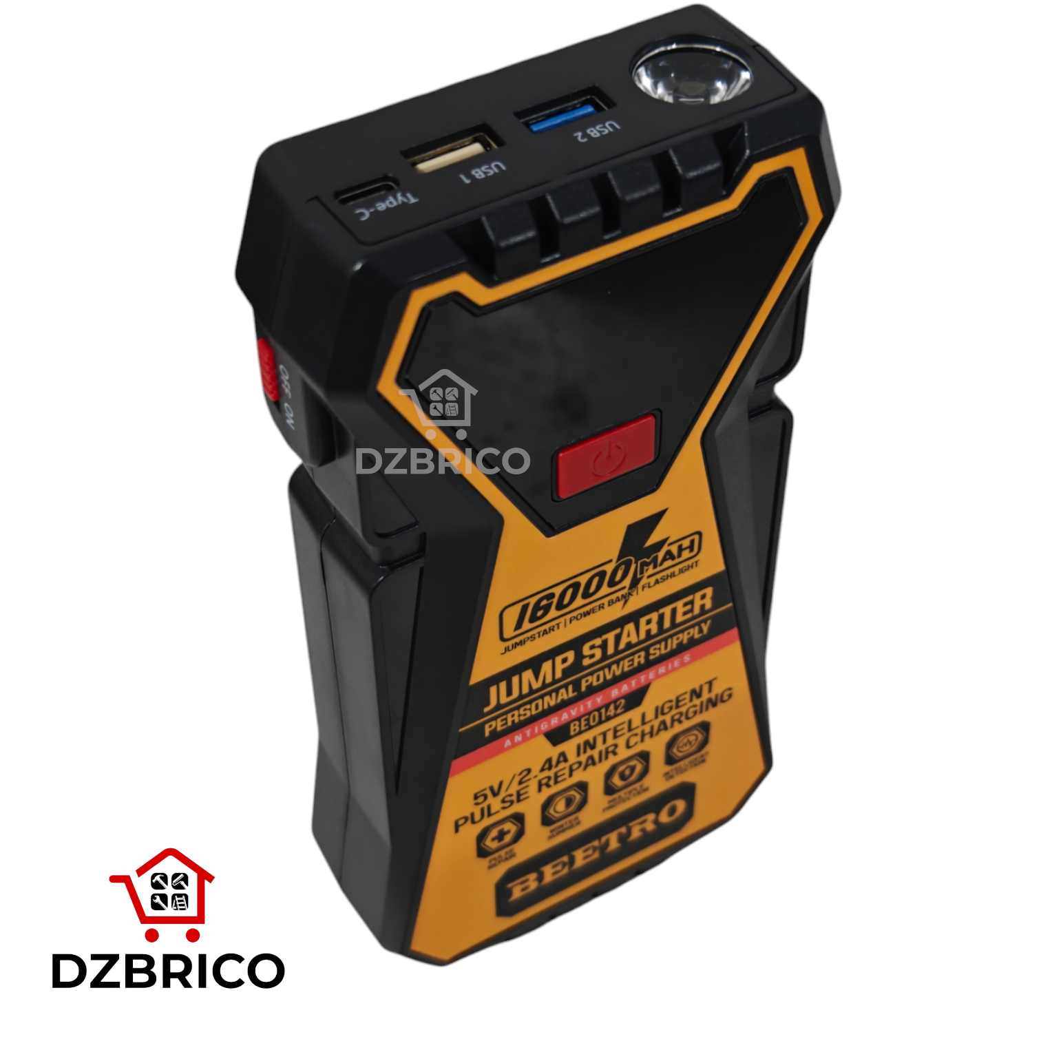 Booster de batterie 600A Power Bank 16000mAh avec torche et valise BEETRO
