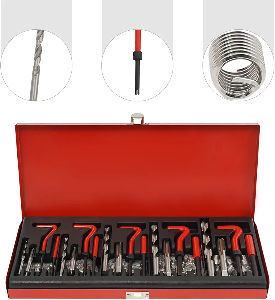 Kit de réparation de filetage 131 pièces M5 M6 M8 M10 M12, kit d'outils de réparation de filetage de voiture