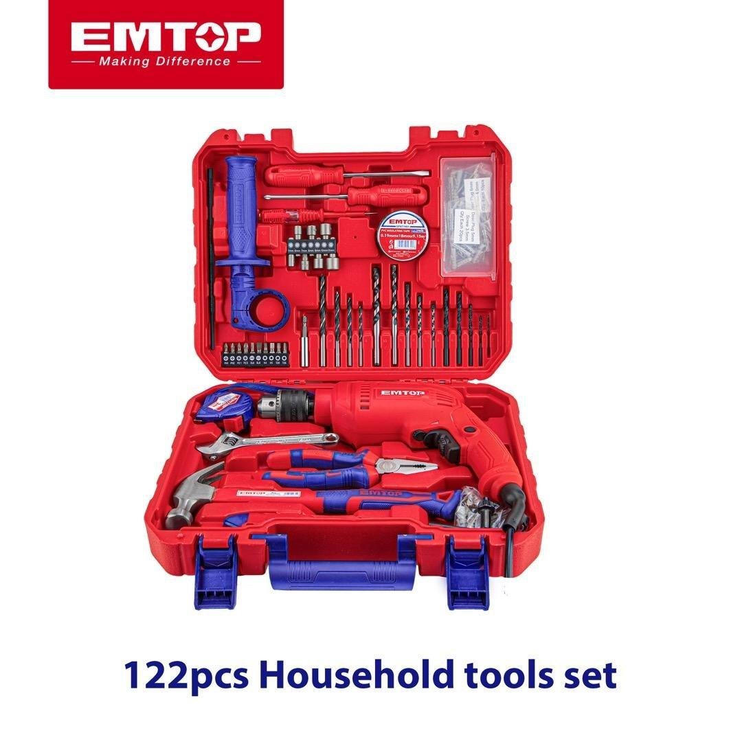 Caisse A Outils Avec Perceuse 122 Pièces EMTOP