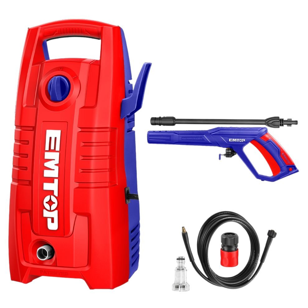 Nettoyeur haute pression filaire 1400W EMTOP moteur brushless 130 bar Système d’arrêt automatique