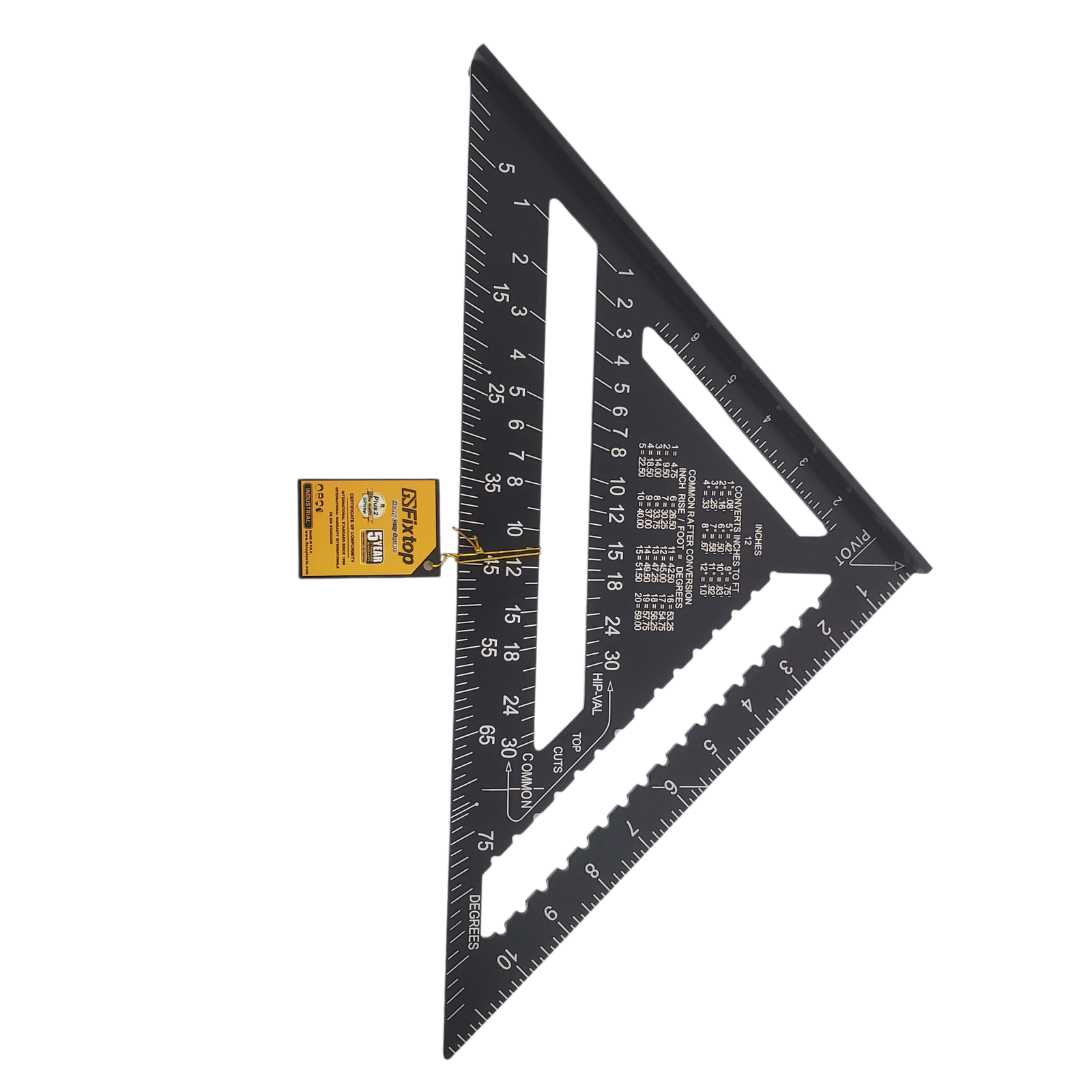 Équerre Triangle Règle d'Angle Rapporteur en Alliage d'Aluminium Noir 30cm