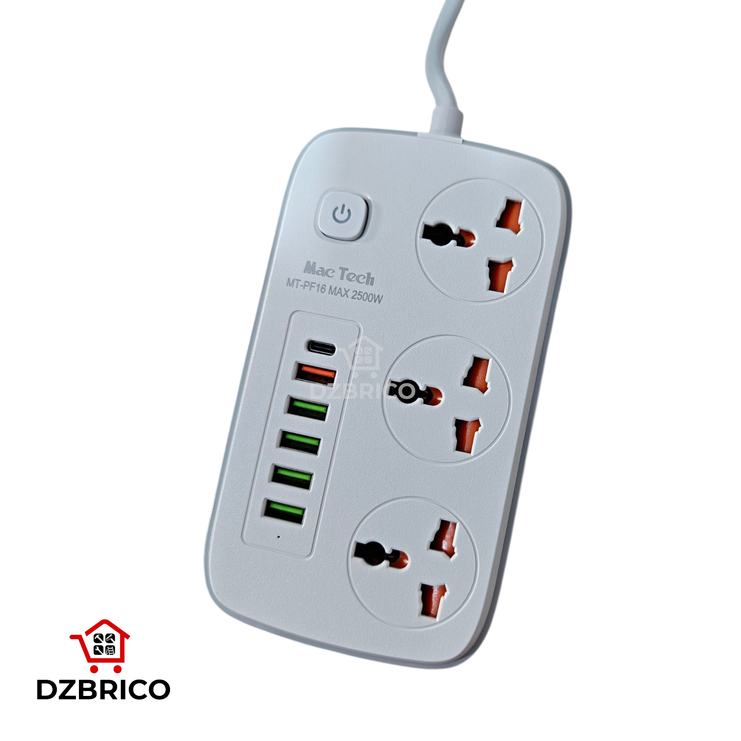 Multiprise 3 prises et 6 USB/USB-C 2500W MAC TECH